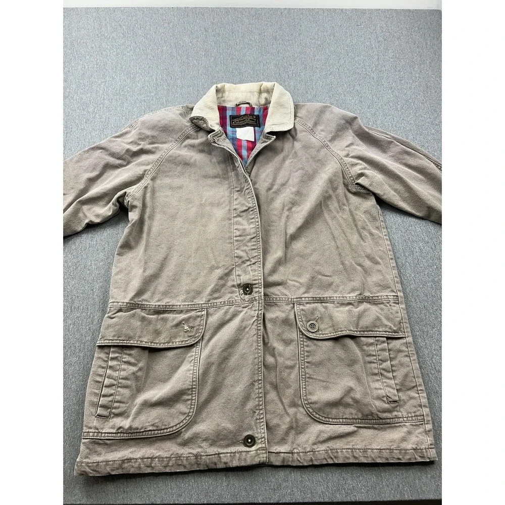 Vtg‎ Eddie Bauer Barn Chore Coat Canvas Flannel Lined Corduroy *Missing Buttons*
